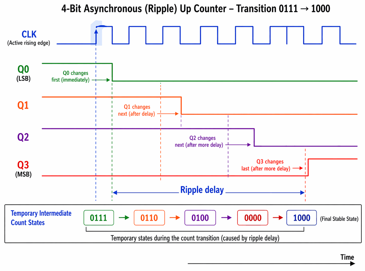 Figure 4. Timing Behavior in an Asynchronous Counter