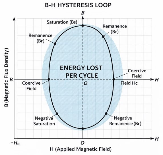 Figure 3. Basic Parts of the B–H loop