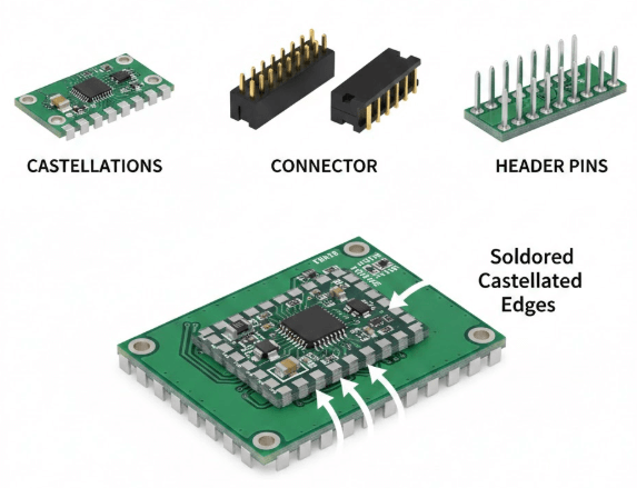Figure 2. Castellated Holes Among PCB Interconnect Options