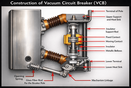 Figure 2. Construction and Parts of a Vacuum Circuit Breaker (VCB)