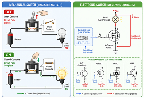 Figure 3. Mechanical and Electronic Switch Operation