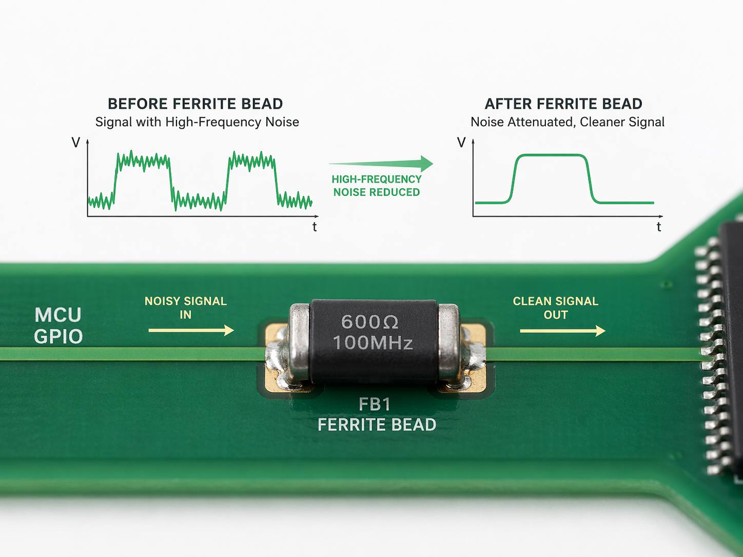 Figure 2. How Ferrite Beads Reduce High-Frequency Noise?