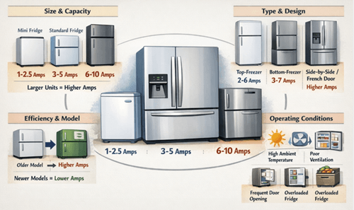 Figure 2. Refrigerator Amps by Type and Factors