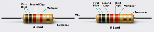 Figure 4. 4-Band vs 5-Band Resistor Color Codes