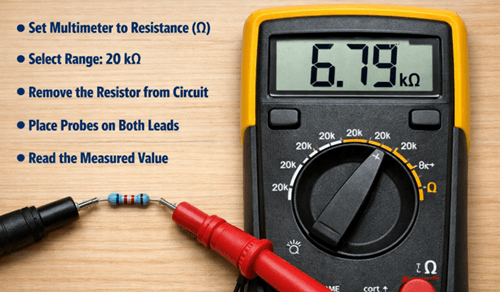 Figure 5. How to Test a 6.8 kΩ Resistor with a Multimeter