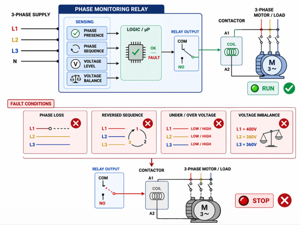 Figure 2. Working Principle of a Phase Monitoring Relay