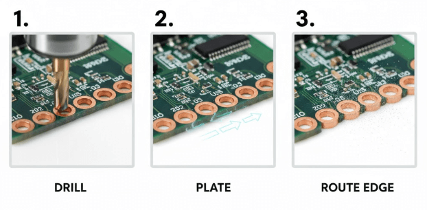 Figure 3. Castellated Hole Manufacturing Process