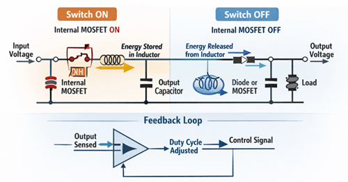 Figure 2. How a Switching Voltage Regulator Worksator