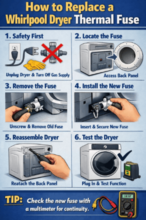 Figure 6. Replacing a Whirlpool Dryer Thermal Fuse
