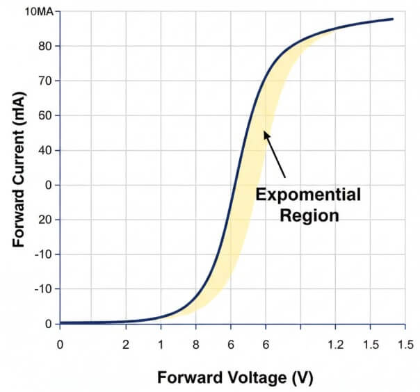 Figure 5. Forward-Biased Diode Exponential Current Region