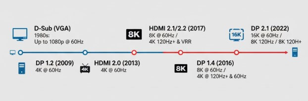 Figure 2. Basic D-Sub, HDMI, and DisplayPort Versions Today
