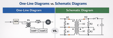 Figure 2. One-Line Diagrams vs. Schematic Diagrams