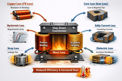 Figure 8. Losses in Step-Down Transformers