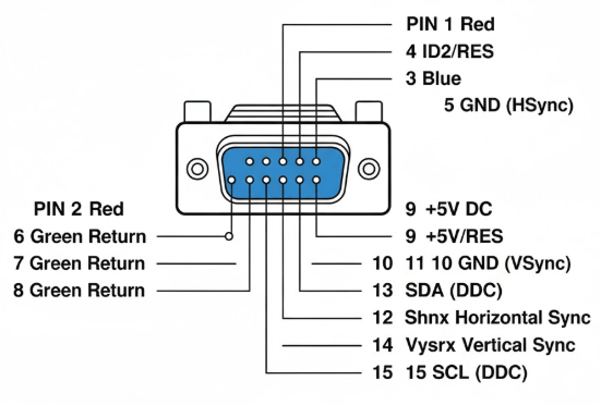 Figure 4. Standard VGA DE-15 Pin Layout