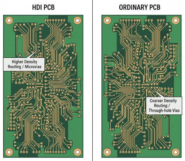 Figure 1. HDI PCB vs Ordinary PCB