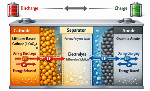 Figure 5. Lithium-Ion Batteries Work and Components