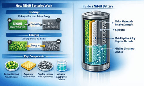 Figure 4. NiMH Batteries Work and Components