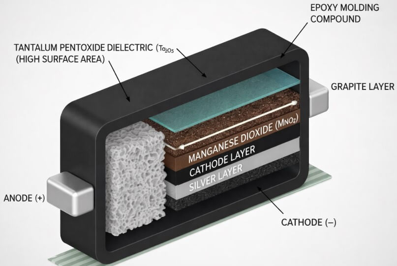 Figure 2. Tantalum SMD Capacitor Construction and Materials