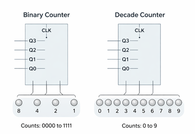 Figure 6. Binary Counter vs Decade Counter