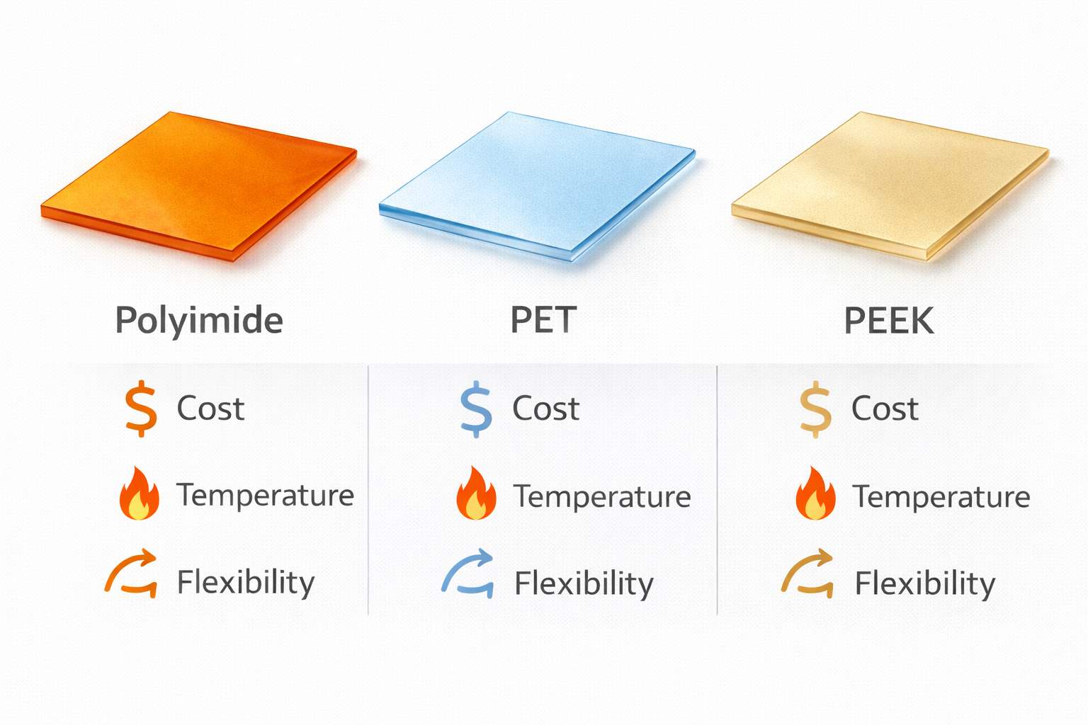 Figure 4. Common Substrate Materials for Flexible PCBs