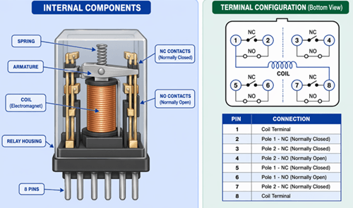 Figure 3. Components and Terminal Configuration of an 8-Pin Relay