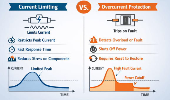 Figure 9. Current Limiting vs. Overcurrent Protection Comparison