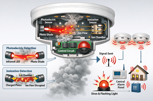 Figure 2. Working Principle of a Wireless Smoke Detector