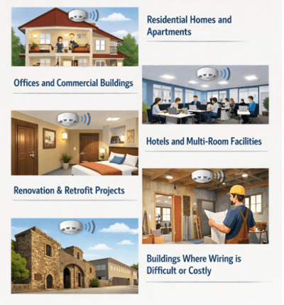 Figure 14. Applications of Wireless Smoke Detectors