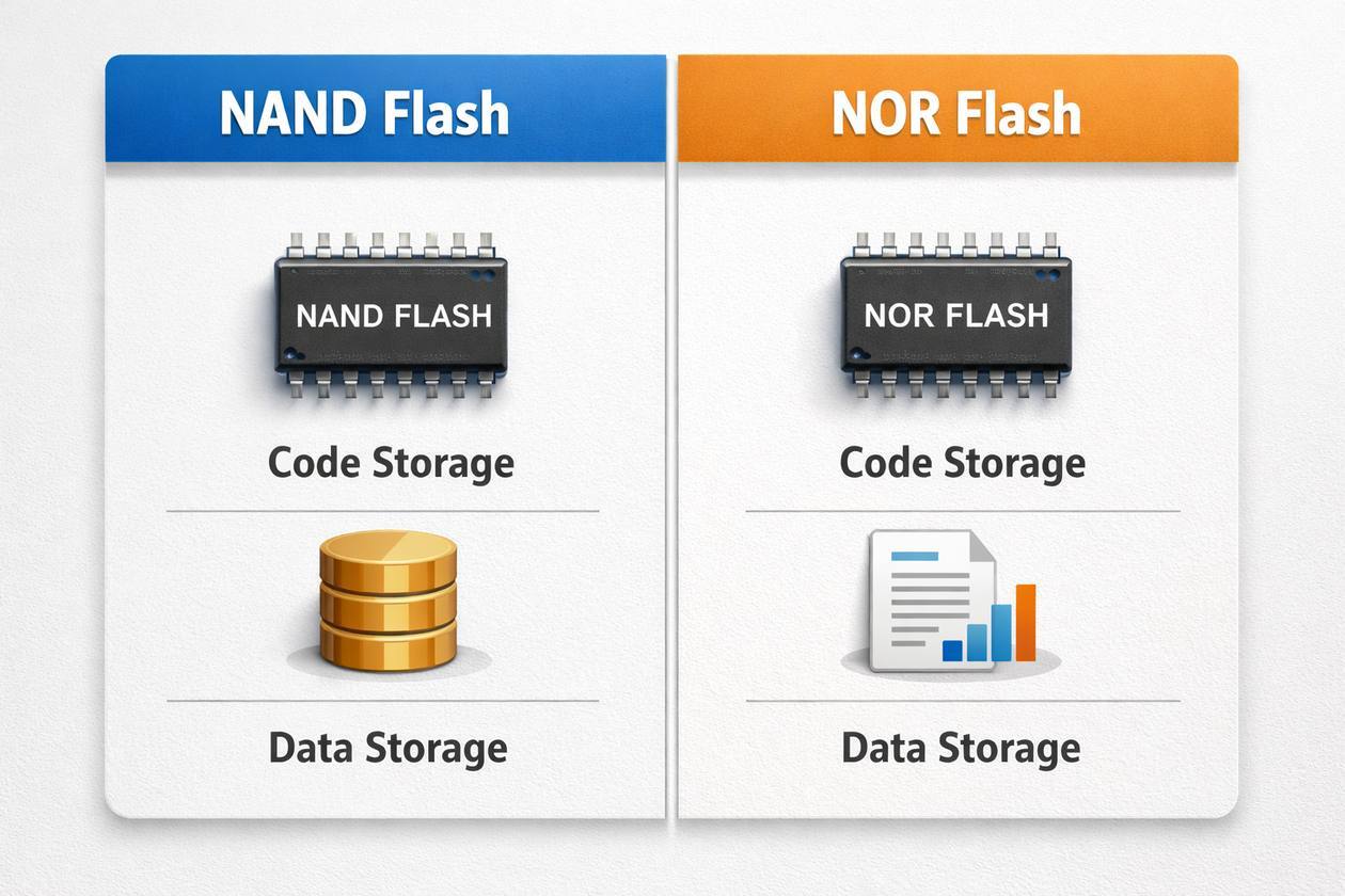 NAND Flash vs. NOR Flash: Rakenne, käyttötapaukset ja valintavinkit