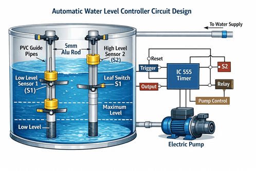 Figure 2. Automatic Water Level Controller Circuit Design