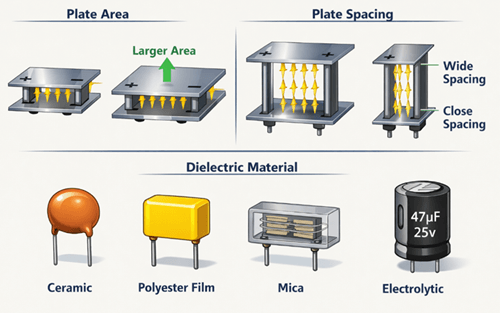 Figure 2. Factors That Affect Capacitance