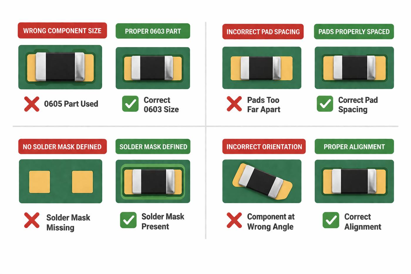 Figure 3. Common 0603 Package Mistakes