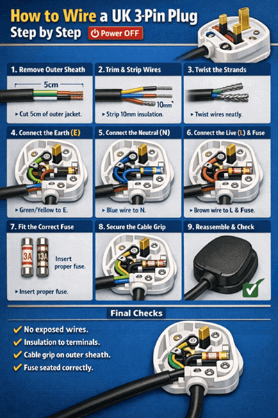 Figure 5. Wiring a UK 3-Pin Plug