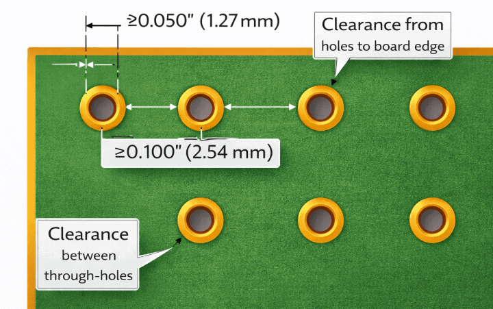 Figure 6. Through-Hole Pad Spacing and Placement