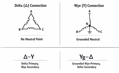 Figure 5.  Delta (Δ) and Wye (Y) Connection Symbols
