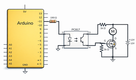 Figure 7. Controlling a DC motor using an Arduino
