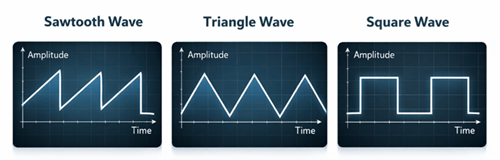 Figure 7. Sawtooth vs Triangle vs Square Wave