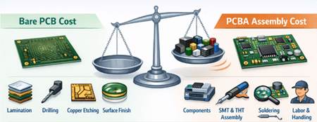 Figure 5. PCB Assembly Cost vs Bare Board Cost