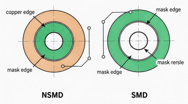 Figure 5. Solder Mask–Defined and Non-Mask–Defined Pads
