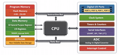 Figure 2. ATmega Architecture and Internal Modules