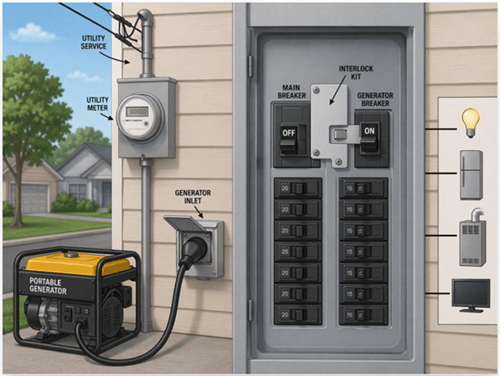 Figure 4. Connecting Without a Transfer Switch (Interlock Kit)