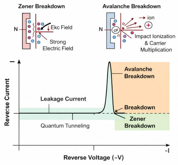 Figure 6. Reverse Breakdown in Reverse Bias vs Forward Bias