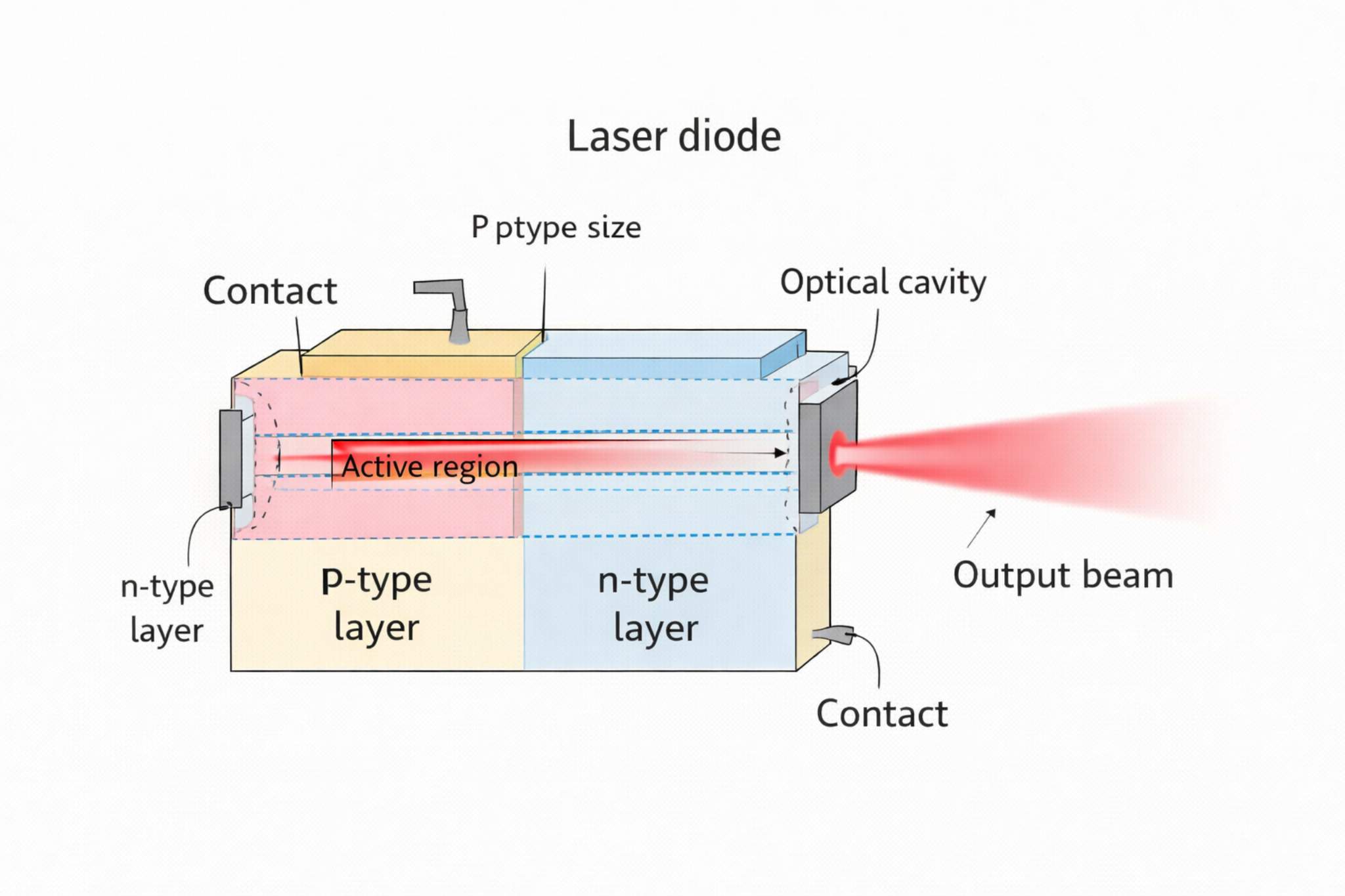 Figure 2. Laser Diode Internal Structure and Beam Formation