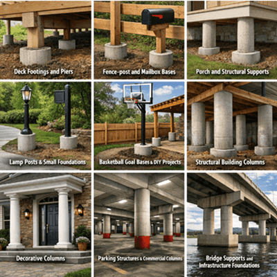 Figure 7. Uses for Sonotube Concrete Forms