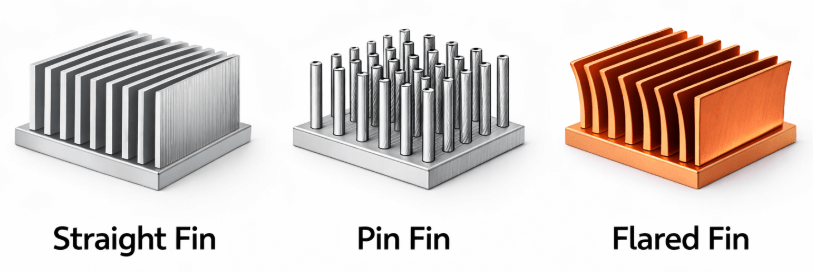 Figure 4. Heat Sink Fin Shapes and Airflow Match 