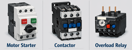Figure 9. Motor Starter vs Contactor vs Overload Relay