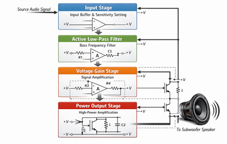 Figure 2. How a Subwoofer Amplifier Circuit Works