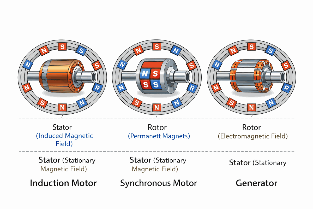 Figure 4. Stator and Rotor Roles by Machine Type