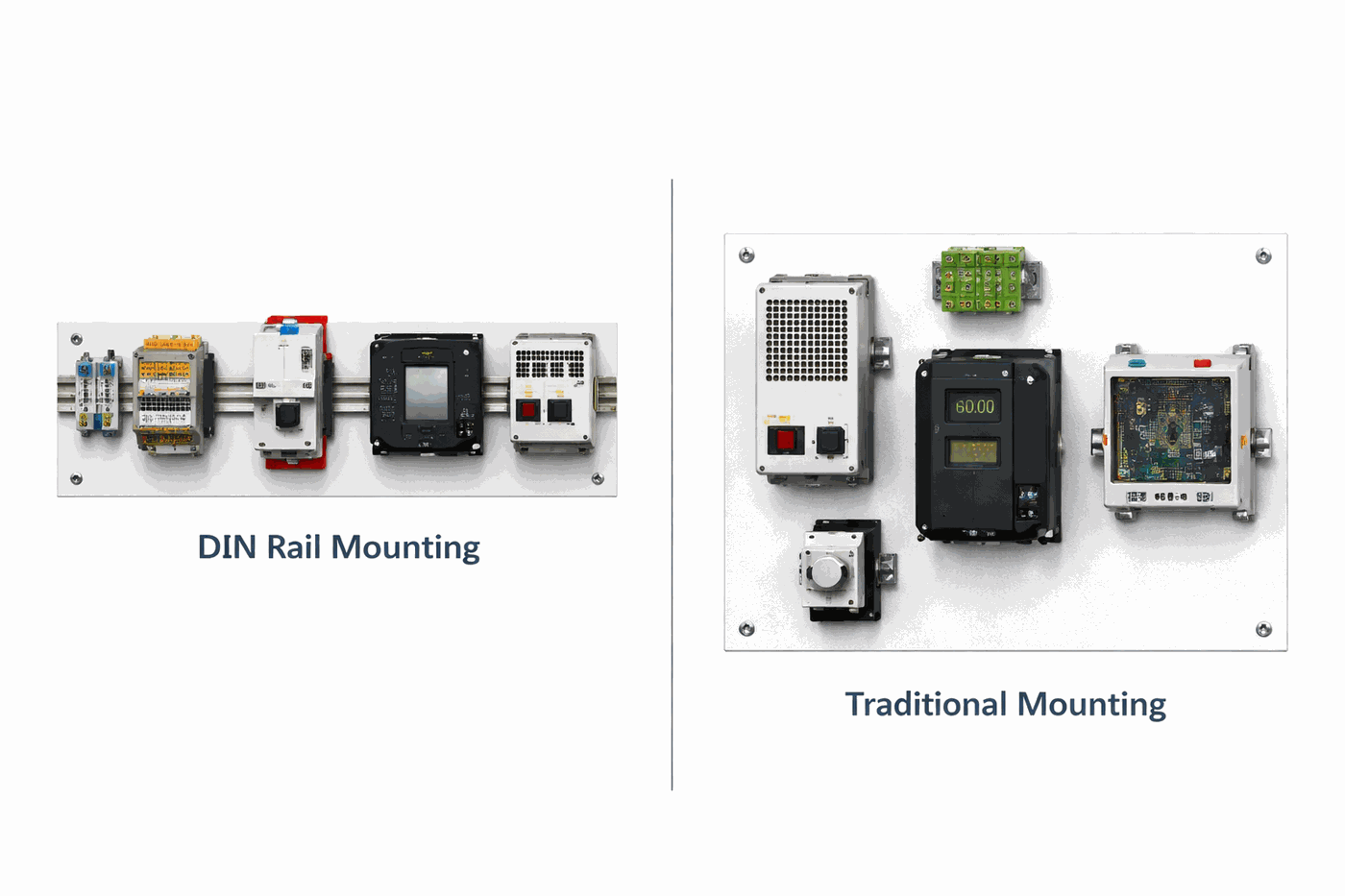 Figure 1. DIN Rail vs. Traditional Mounting
