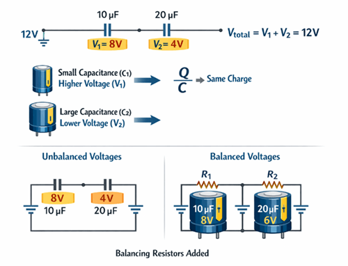 Figure 4. Voltage Distribution in Series Capacitors
